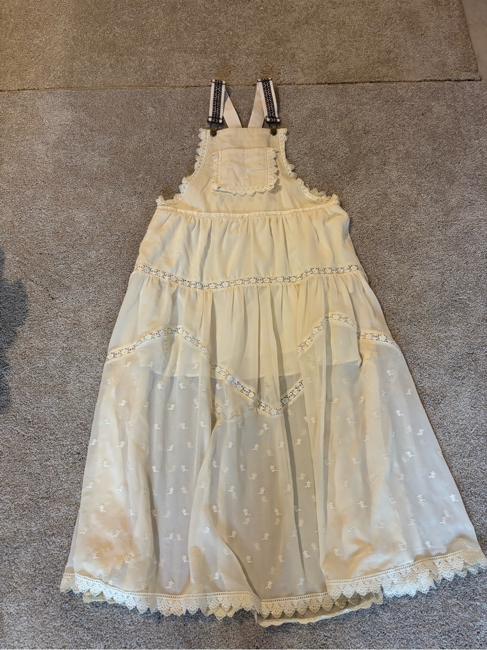 Cream Pinafore Dress with Adjustable Straps
